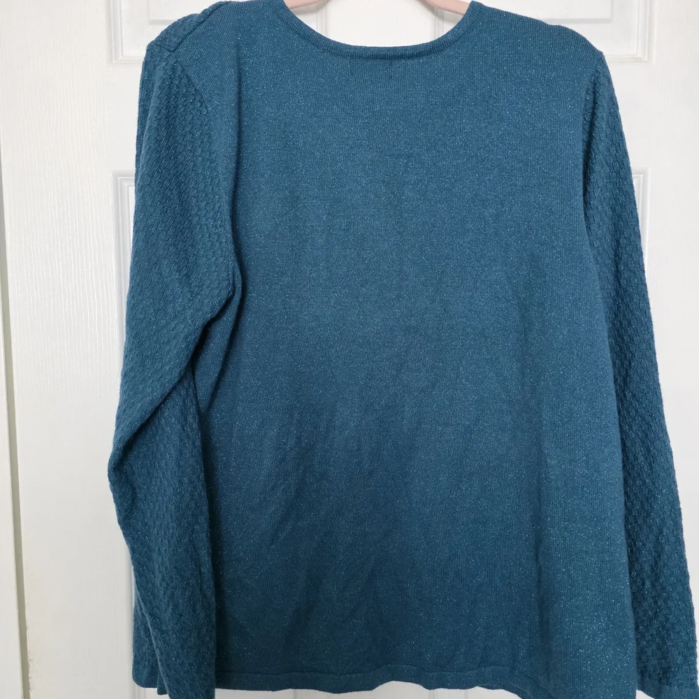 Basic Editions Teal V-Neck Sweater